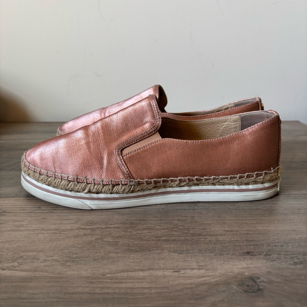 Jimmy Choo Women Espadrille 10 Copper Shoes‎  Metallic Jute Trim Size 40 Slip On - Picture 3 of 11